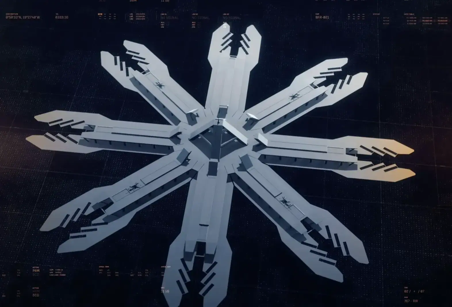 Fatsia's eight outer arms extending from the central terminal.