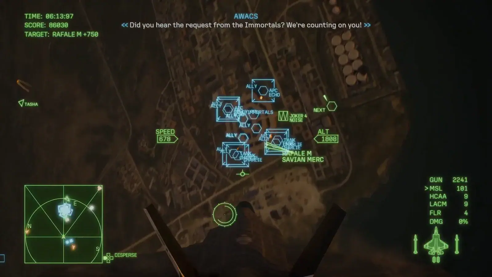 Mission 25 final assault with allied Echo and Immortals units clustered below the aircraft
