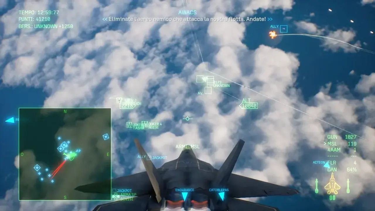Joker Flight tracking an UNKNOWN target above the clouds with ALT 10640 during the scripted high-altitude attack