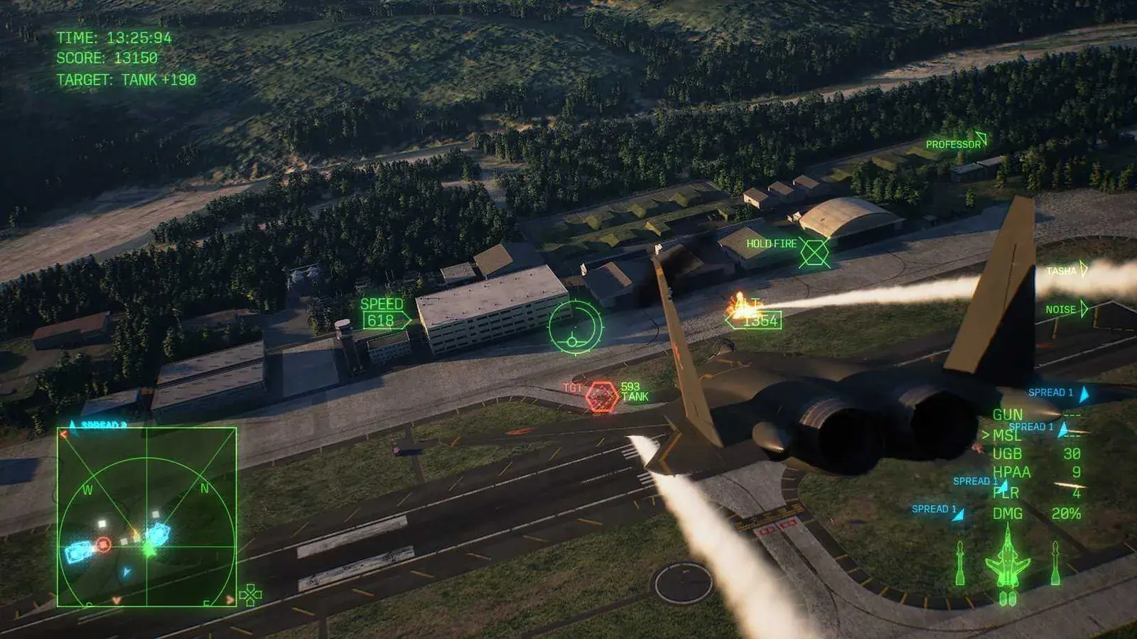 Red TANK targets and a HOLD FIRE facility marker beside allied Spread units at Drinwich Airfield