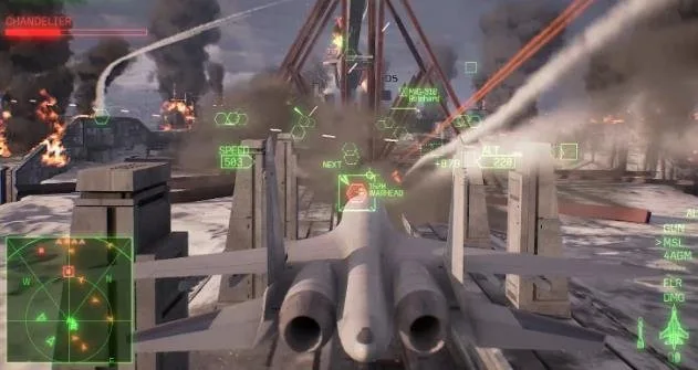 ACE COMBAT 8 Chandelier warhead target marker ahead of the aircraft