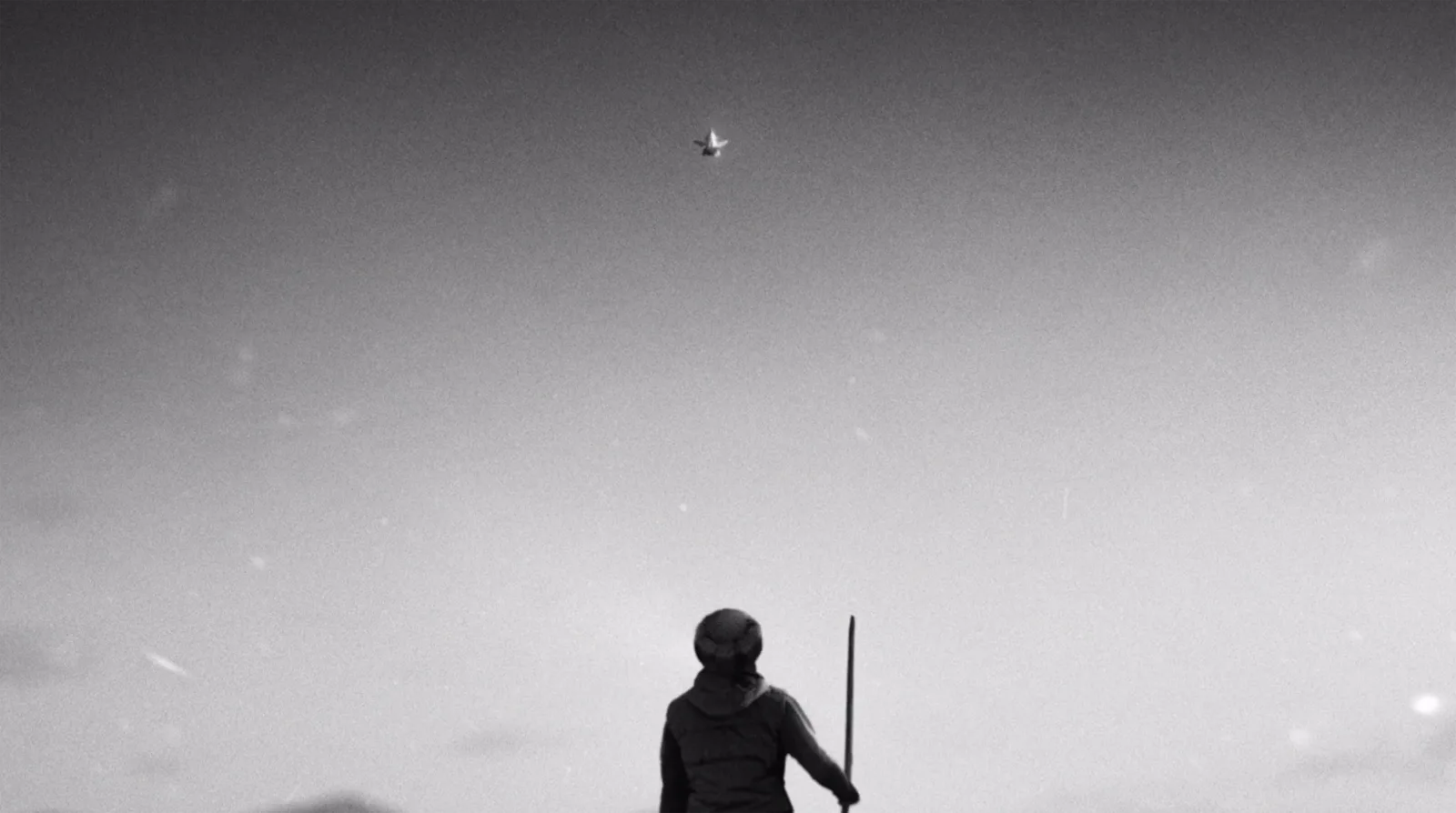 Young Cope watching an aircraft above the frontier