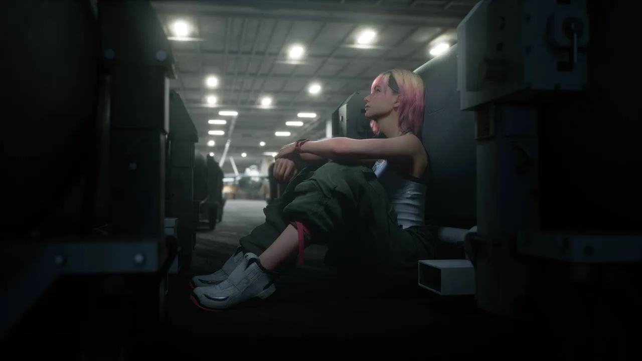 Tasha seated in an ACE COMBAT 8 character scene