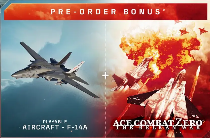 Historical preorder package showing the F-14A aircraft and ACE COMBAT ZERO